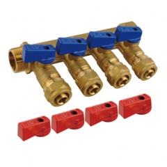 Коллектор с кранами и цангами 3/4"х16х4 VIEIR (1/24)