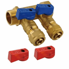 Коллектор с кранами и цангами 3/4"х16х2 VIEIR (1/40)