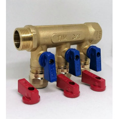 Коллектор с кранами и цангами 3/4"х16х2 TIM (1/20)