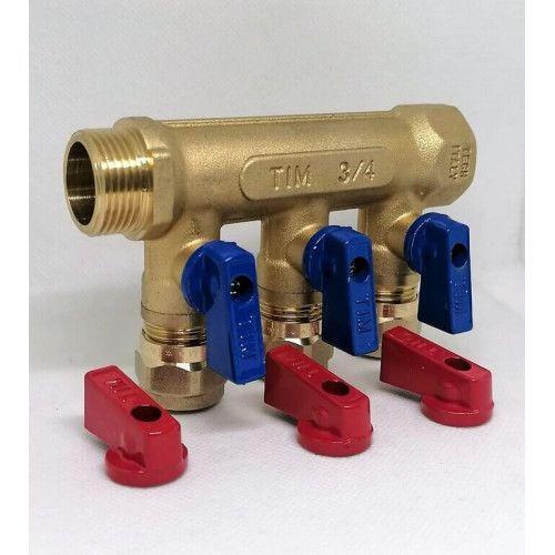 Коллектор с кранами и цангами 3/4"х16х2 TIM (1/20)