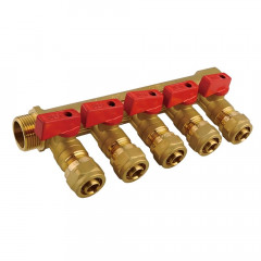 Коллектор с кранами и цангами 3/4"х16х5 VIEIR (1/20)