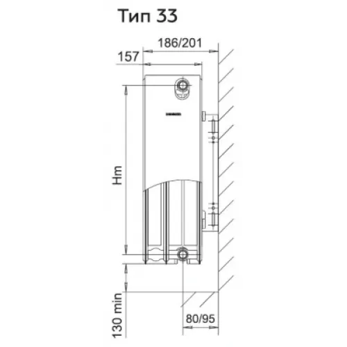 Радиатор ROMMER 33/300* 500 нижнее правое Ventil