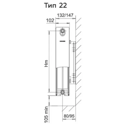 Радиатор ROMMER 22/400*3000боковое Compact