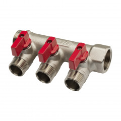 Коллектор резьбовой с шар.кранами FМ AQUALINK 3/4x3/4x1/2x2 (30/2)