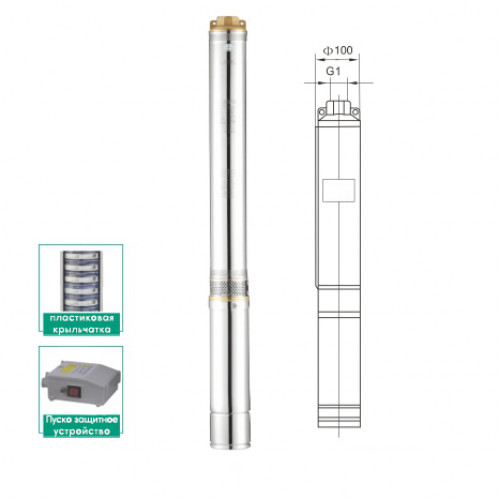 Насос погружной PUMPMAN 4STM2 -7 (250 Вт., 55 л/мин., 49 м. напор, кабель 30 м.)