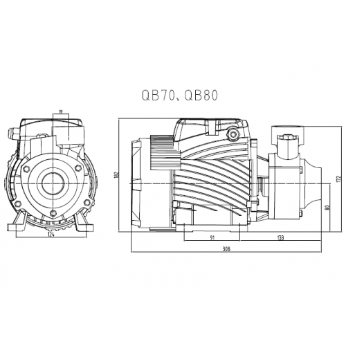 Поверхностный насос PUMPMAN QB70 (550 Вт., 45 л/мин, напор 48 м, всас. 8)