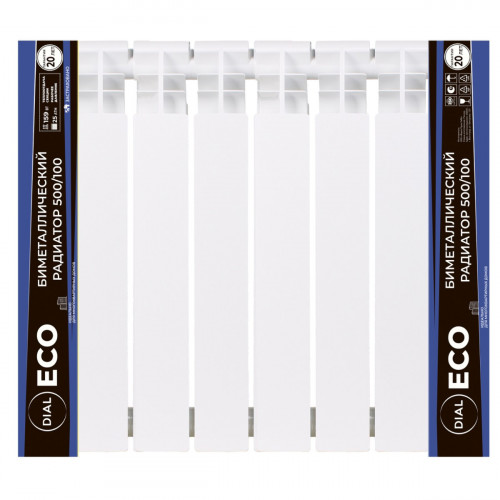 Радиатор биметаллический DIAL ECO 500/100 / 8 СЕКЦИЙ / (159 Вт./секц.)