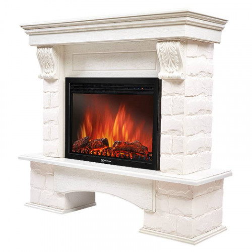 Портал Firelight Forte 25S камень белый, шпон белёный дуб