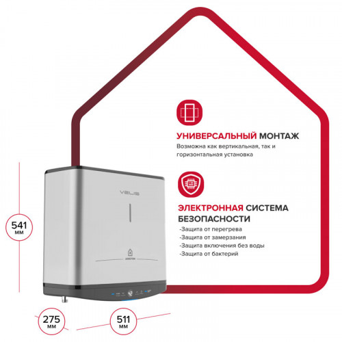Водонагреватель электрический Ariston ABSE VLS PRO PW 30 (1,5+1 кВт, 2 ТЭНа, плоский, покр. Ag+)